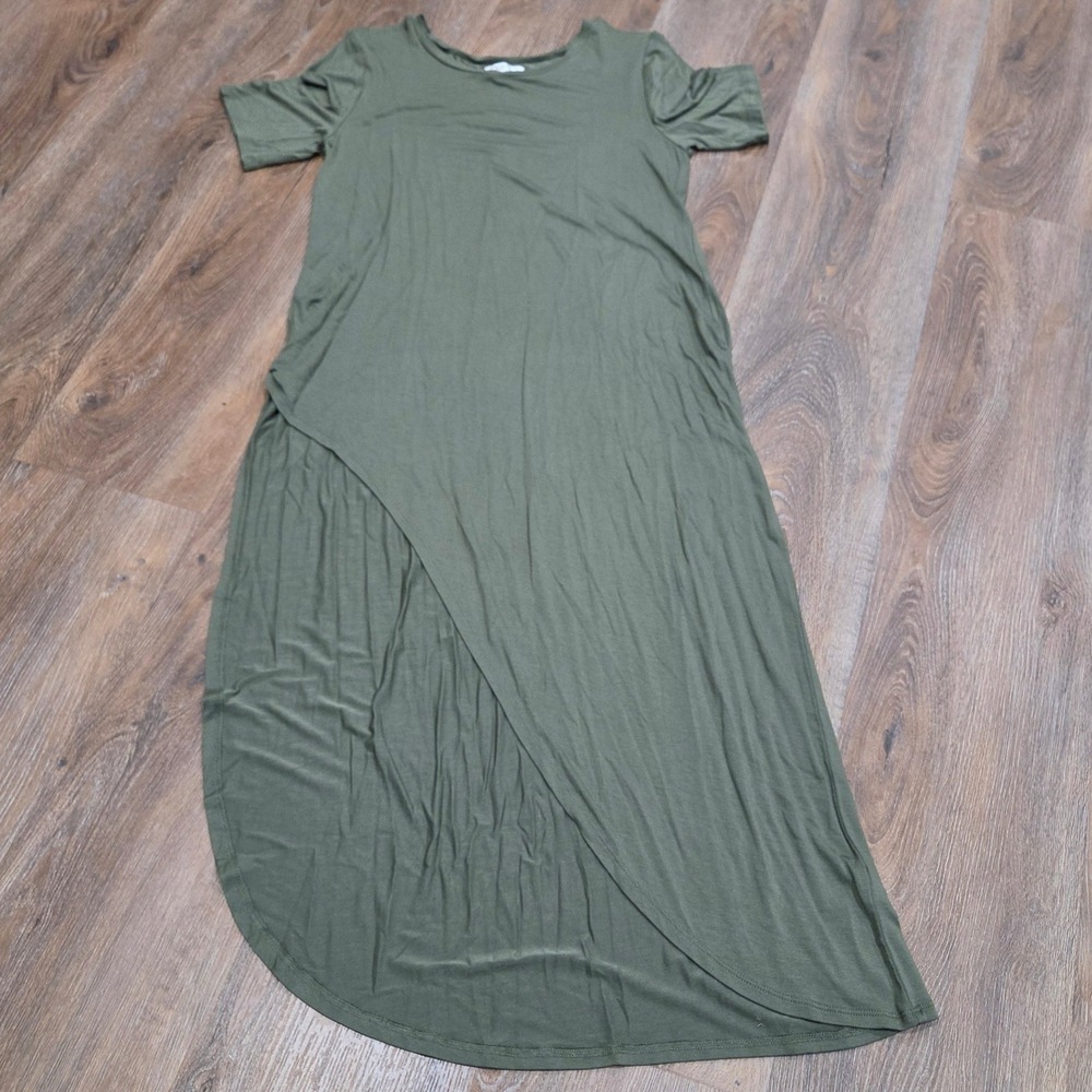 Maurices 24/7 Olive Green Tulip Hem Asymmetrical Maxi Dress Medium NWT